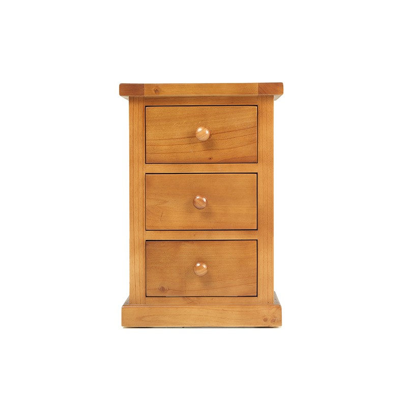 Pine 3 drawer bedside shop cabinet