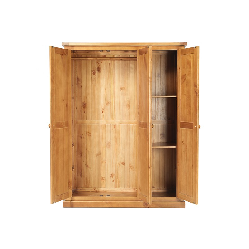 Solid pine deals triple wardrobe