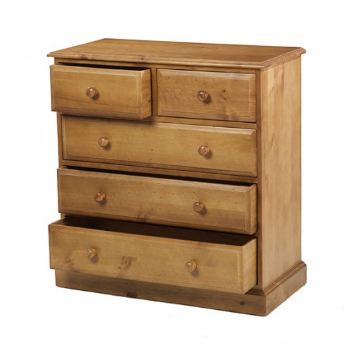 Country Pine 2 Over 3 Drawer Chest of Drawers - Lifestyle Furniture UK