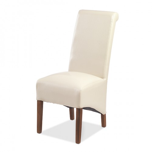 cream bonded leather dining chairs