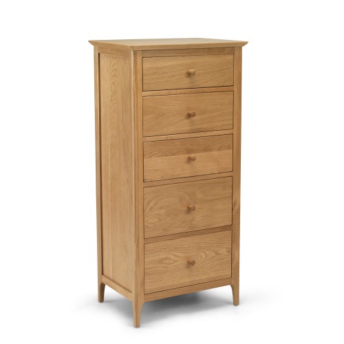 Danbury Oak 5 Drawer Tall Chest Of Drawer - Lifestyle Furniture UK