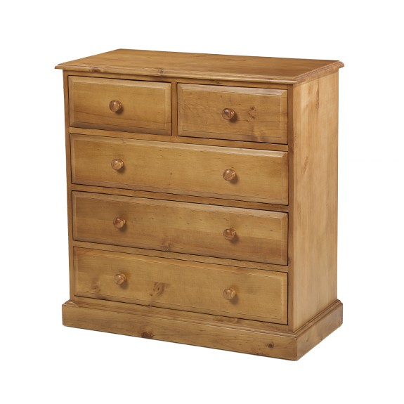 Country Pine 2 Over 3 Drawer Chest of Drawers - Lifestyle Furniture UK